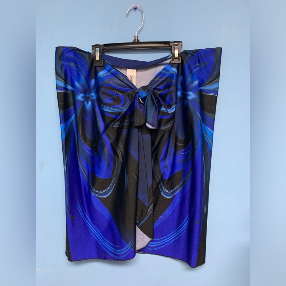 Blue NWT swimsuit sarong pareo cover-up 23302 black